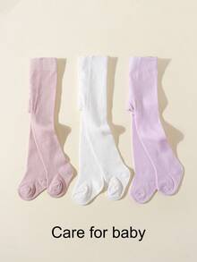 3pcs Girls Plain Tights, Princess Style, Pink Tone, Suitable For Daily Matching - Multicolor - View 11