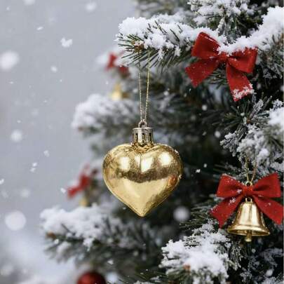 5cm Christmas Tree Heart Shaped Hanging Ornament, Christmas Holiday Decor