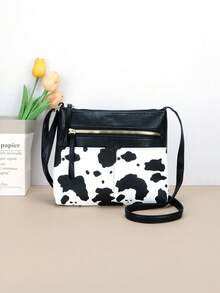 حقيبة كتف نسائية ذات طبعة حيوانية عتيقة للهدايا، حقيبة كاجوال بنمط بقري للاستخدام اليومي، حقائب يد نسائية مع معصم