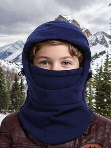 1pc Kids Full Face Ski Mask Neck Warmer, Children Wool Balaclava Hat For Boys And Girls Ski Cap - Multicolor - View 5