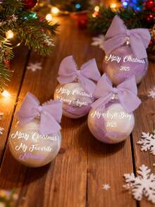 1 pezzo Ornamento natalizio personalizzato con piume e nastro, decorazione personalizzata per albero di Natale, decorazione per feste di Natale, palla di Natale personalizzata