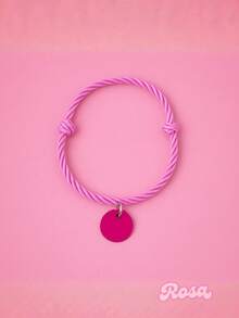 Adjustable Braided Rope Collar With ID Tag For Dogs And Cats - Màu Hồng Tươi - Xem 1