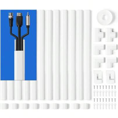 Wall Cable Hider Cord Hider To Hide 23 Cords TV Wire Hider For Wall Cable Management Kit Cable Raceway White Paintable Cable Concealer 12 X L17in W0.98in X H0.5in