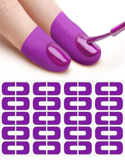 10pcs Of Finger Nail Gel, U-Shaped Latex Nail Polish Protective Barrier, Peelable Keratin Protective Film, Purple Nail Gel, Nail Protection Tape, Nail Polish Application, Suitable For Nail Patches, Coloring, Nail Care, And A Common Gift On Valentine's Day