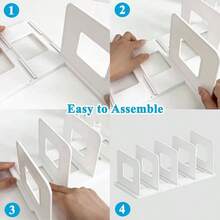 Desk File Sorter Vertical Desktop File Folder Organizer 4 Section Plastic Book Holder Adjustable Shelf Dividers Closet Purse Handbag Mail Binder Organizer Magazine Rack Stand Bookshelf White