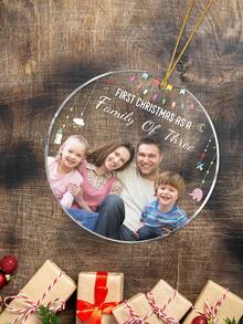 1pc Personalized Family Photo Acrylic Christmas Ornament, Custom Round Christmas Decoration,Clear Acrylic Xmas Tree Pendant, Unique Holiday Gift For Family And Friends, Customized Name Ornament, Creative Christmas Home Decoration, Family Photo Memory Ornament, Personalized Holiday Decor, Customized Christmas Ornaments, Personalized Family Christmas Ornaments, Personalized Gifts, Customized Christmas Gifts
