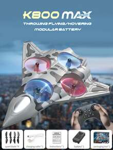 4DRC 全新第六代 K800MAX 遥控无人机，具备 360° 特技翻转和悬停功能 | 配备定高系统 | 新手友好型无人机，带 LED 灯 | USB 充电遥控飞机，是男孩生日、圣诞节、万圣节的理想礼物 - 淺灰色 - 查看 4