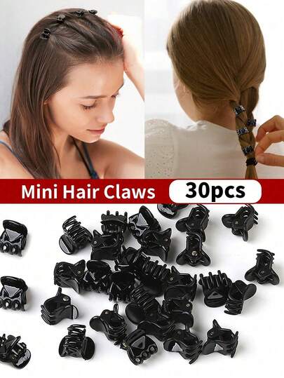 Small Simple Black Hair Claw Clip, Women's High Crown Princess Front Bangs Side Fringe Hair Clip Accessory