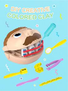 1 Set Kids Colored Clay Dental Doctor Toy, Realistic Dentist Playdough Mold (Random Color), Dental Health Early Education Props, Doctor Role Play Toy, Simulated Hospital Children's Game, Creative DIY Clay Set, Girls Pretend Play, School Education Supplies, Birthday/Holiday Gift