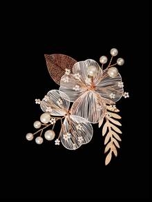 1 件精美彩绘发夹，饰有花卉元素、水钻水晶和仿珍珠，适用于欧式花园婚礼新娘伴娘发型，优雅头饰，情人节配饰