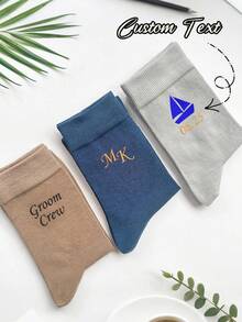 Personalized Name Socks, Custom Photo Socks, Custom Printed Mid-Calf Socks, Plush Socks, Bridesmaid Gift Socks, Bridesmaid Proposal Gifts, Personalized Women's Warm Wool Socks, Bridal Party Pajama Party Striped Socks, Women's Seamless Socks, Winter Striped Socks, Autumn/Winter Mid-Calf Socks, Women's Thick Warm Wool Socks, Christmas Gifts, Wedding Gifts, Gifts For Sisters, Best Friends And Girlfriends - Multicolor - View 4