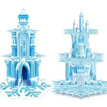 Set, Christmas Winter Party Cupcake Stands Frozen Birthday Party Decorations: 3-Tier Snowflake Winter Wonderland Theme Cupcake Holders For Princess Party Favors, Blue Castle Toppers Cup Cake Tower Stand - Multicolor - View 2