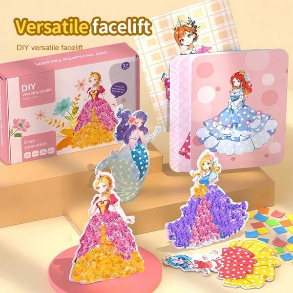 Disfraz de princesa DIY: 840 piezas de tela colorida y 12 muñecas de princesa para juego creativo | Hacer, vestir y enmarcar juguetes | Mejores regalos artísticos de Navidad/cumpleaños para niñas de 5 a 10 años