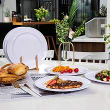 50/25/12pcs White Dinnerware Set, Includes 7.5-Inch Dessert Plates And 10.25-Inch Dinner Plates, Easy To Clean And Reusable, Suitable For Any Occasion. Whether You're Serving Salad, Barbecue, Appetizers Or Desserts, These Elegant Pure White Plates Can Meet All Your Needs. - White - View 6