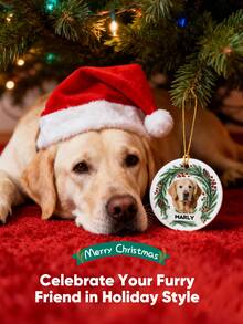 1pc Custom Text Christmas Ornament, Personalized Text Christmas Wooden/Ceramic Ornament, Round Shape Ornament With Hands Of Family, Hanging Accessories Ornaments Memorial Decoration, Scene Decor, Room Decor, Home Decor, Holiday Party Decor, Christmas Decor, Best Gift For Christmas Holiday, Gift For Dad/Mom/Her/Him/Girlfriend/Boyfriend/Pets, Birthday Gift For Couples, Wedding Gift, Anniversary Gift, Housewarming Gifts