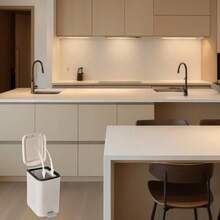 Small Bathroom Trash Can With Lid Slim Soft Close Garbage Can With PopUp Lid And Step On Foot Pedal Small Trash Bin Trashcan Waste Basket For Toilet Office Bedroom Kitchen Living Room - White - View 6