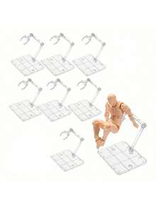 1/4/8pcs Transparent Action Stand For Figure Models, Movable Waist Clip Support Stands Perfectly Suitable To Hold Poseable Figures, Poseable Figure Stabilization, Figure Display Support, Figure Pose Support, Model Stand Clips, See-Through Stand System - White - View 7
