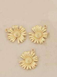 3pcs/10pcs Set Fashionable DIY Semi-Finished Jewelry Accessories, Exquisite Sunflower Pendant, 18K Gold Plated Copper, Versatile Minimalist Design, Suitable For Any Jewelry - Sunflower Pendant - View 7