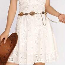 1pc Vintage Auspicious Totem Metal Chain Waist Belt, Fashionable Design Suitable For Dresses, Jeans, Parties, Holidays, Gatherings, Bars, Walks, Music Events, Family Dinners, All Seasons