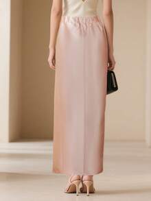 Amyenjoylife Moderne Filipiniana Kleidung Rock Elegant, Rosa geteilter Midi-Rock, Eleganter und stilvoller Damen Midi-Rock, Valentinstag Chic Rosa Rock - Pink - Übersicht 4