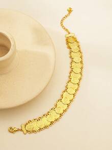 1個復古金幣手鍊波西米亞銅飾品,適合女性日常假期約會穿戴 - 金黃色 - 查看 18