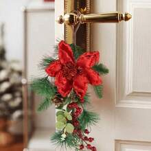 1pc, Artificial Christmas Teardrop Swag Wreath, Christmas Pine Cones Red Berries Swag Decoration Teardrop Swag Pendant For Wall Door Window, Christmas Wreaths, Christmas Decorations For Home, Christmas Wreaths For Front Door, Christmas Home Decor, Christmas Decorations Christmas Door Wreath, Christmas Garland, Seasonal Wall Hanging, Holiday Decorations, Classic Holiday Design