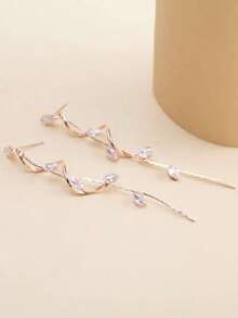 "1 Pair Elegant Luxury Leaf, Star & Water Drop Tassel Pendant Earrings – Long Style, Perfect For Daily Wear, Weddings, And Formal Events, Available In White, Black, Pink, Green, Blue, Multi-Color" - Kim cương hồng bạc - Xem 5