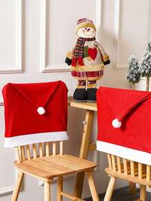 1 pieza/2 piezas/4 piezas Fundas decorativas navideñas para silla, fundas traseras de silla con estampado de tela no tejida de Papá Noel, decoración para fiestas festivas, decoración navideña de cocina, Halloween, decoración de Halloween