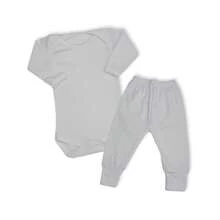 4 Piece Set Long Sleeve Bodysuit With Booties, Hairband And Ribbed Knit Pants / Baby Girl Set With Booties And White Hair Bow - 白色 - 查看 3