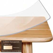 1pc Transparent PVC Tablecloth, 1.5mm Thick - Oil-Proof And Easy To Clean, Suitable For Dining And Parties, Perfect For Home And Kitchen - Transparent-1.5mm - View 43