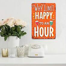 Tin Metal Sign Retro Bar Decor - Why Limit Happy Hour Martini Cocktail Design - Vintage Style Wall Art For Home Bar Man Cave Kitchen Pub - Funny Decorative Bar Tin Sign Wall Decor - Metal Signs For Bars - Multicolor - View 3
