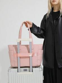 Women's Tote Bag, Lightweight Fluffy Handbag, Suitable For Travel, Work, Beach, Gym, Shopping - Pink - View 6