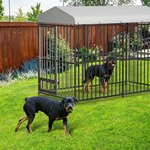 Jaula metálica para perros de exterior, resistente, de 2,4 x 1,2 x 1,8 m, con techo y cerradura, cubierta para perros medianos y grandes - 8x4x6 pies - Ver 6