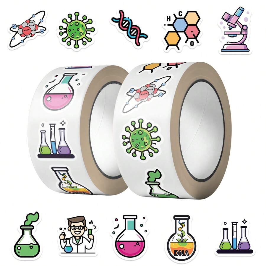 500PCS Science Stickers Roll Chemistry Stickers Graffiti Decorative Stickers Funny Stickers Vinyl Waterproof Stickers For Journaling Computer Scrapbook Luggage Water Bottle Phone - Multicolor - View 1
