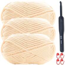 Bộ 3 sợi len ấm 150g, bao gồm dụng cụ đan và bút đánh dấu màu, len dày vừa tự làm thủ công, cuộn len Ice 50g/50m, dùng để đan khăn quàng cổ, giày dép, khăn choàng, áo len, búp bê, v.v. (Bút đánh dấu màu ngẫu nhiên) - Nhiều màu - Xem 34