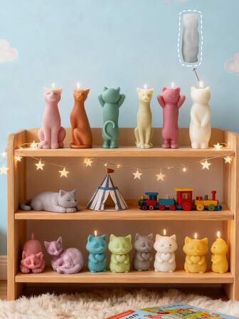 1-Piece Set Of Cat Shaped Silicone Molds, Versatile And Suitable For DIY Aromatherapy Candles/Plaster Ornaments/Drip Jewelry. Handmade Silicone Molds Can Be Used To Make Candles, Aromatherapy Stones, Home Art Decorations, Easy To Disassemble And Clean, Reusable DIY Materials, DIY Handmade Love Gifts, With Multiple Styles To Choose From