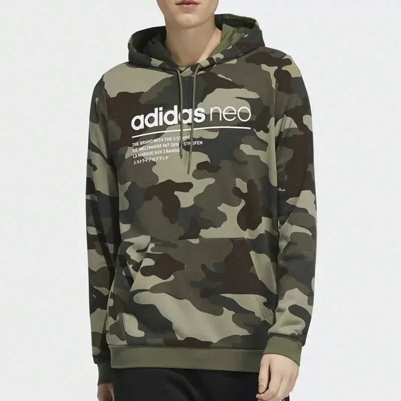 Adidas Men's Camouflage Hooded Casual Sports Pullover - Army Green - View 1