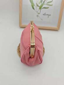 Fashionable & Elegant Pink Leather Bifold Wallet For Women Wallet Mini Wallet Purse Wallet Coin Wallet Small Wallet - Pink - View 4