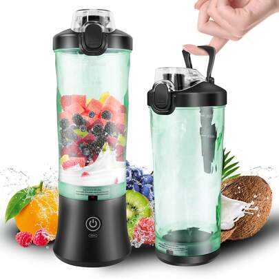 VickyHome Smoothie Blender Portable, Personal Blender With USB Rechargeable, Blends Ice & Frozen Fruit, Cordless Mini Blender With 6 Blades, Ice Maker Travel Handheld Blenders, 600ML