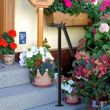 Industrial Pipe Stair Railing Handrail - Single Post Design For 1/2 Steps, Ideal For Garden Yard Stair - Black - View 6