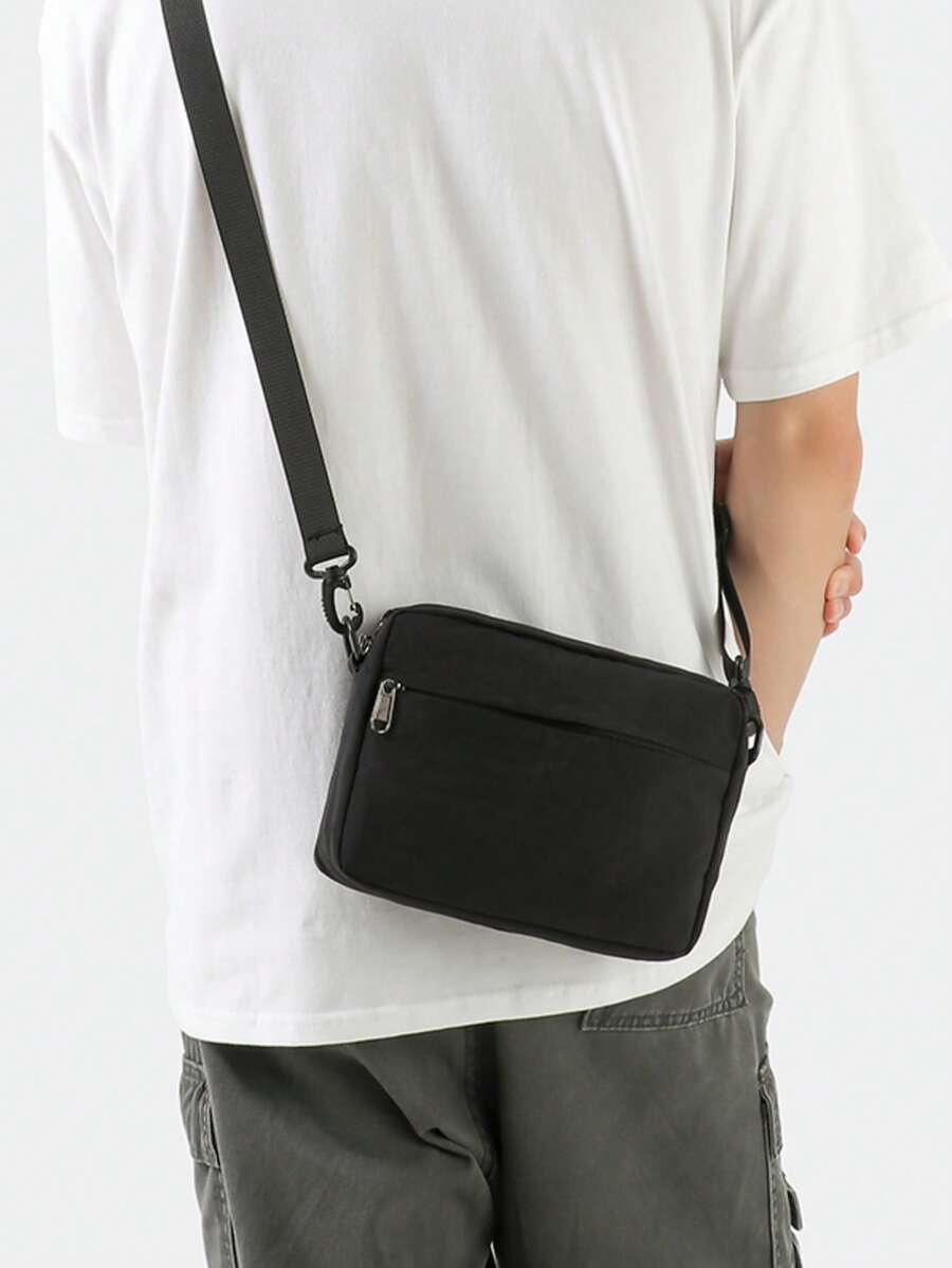 1pc Fashionable Casual Shoulder Bag For Men, Crossbody Bag, Multi-Functional College Style Commuter Bag Pouch - Black - View 1