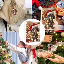 Calendario dell'Avvento di Natale con tazza da tè e bassotto, confezione regalo con conto alla rovescia di 24 giorni, tazza da tè in acrilico, ciondolo da collezione a forma di cane divertente, regalo di Natale, calendario del conto alla rovescia - Rosso - Visualizzare 4