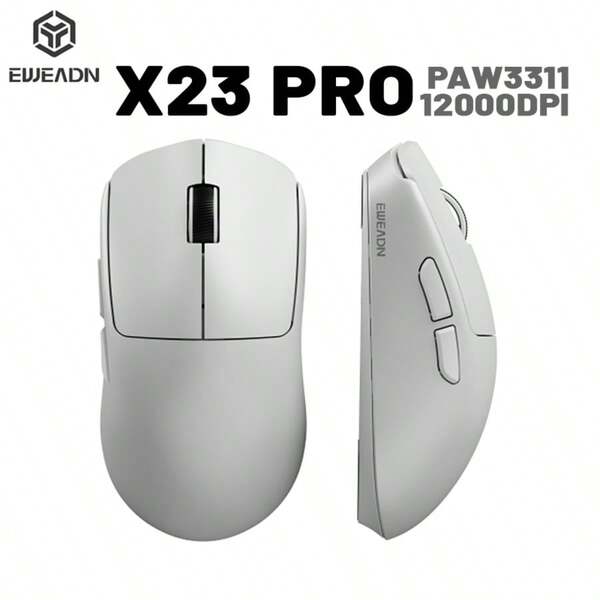 EWEADN X23 PRO 3-Mode Gaming & Office Mouse - Wired/2.4G/Bluetooth, Esports Bluetooth Mouse, Lightweight, Medium/Small Hand Size, 12000 DPI, White, Berry Red, Black