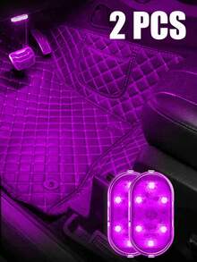 EIGIIS 1/2pcs Wireless Car Interior LED Lights, 6 High Brightness LED Beads, Portable USB Rechargeable, 5 Color Options - Multicolor - View 16