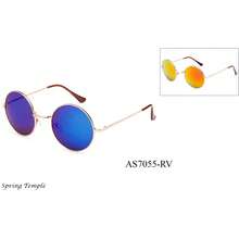 Vintage John Lennon Style Sunlgasses Flash Color Mirror Lens Classic Retro Round - Màu xanh lam - Xem 2