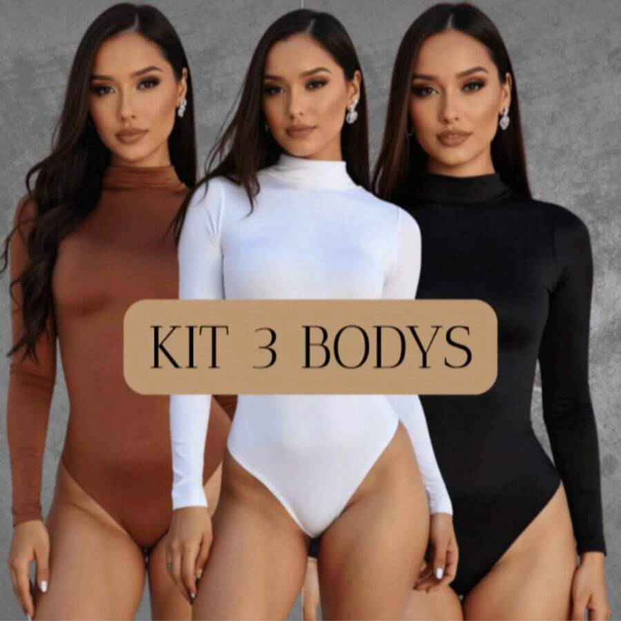 Women's Suplex Body Kit Long Sleeve High Neck Cacharrel Second Skin Premium Fashion Bory Bore - Bộ C 3/Thân xe - Xem 1