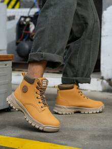 Giày bảo hộ lao động thời trang nam, giày leo núi ngoài trời có mũi thép, giày bảo hộ cao cổ cỡ lớn, giày bảo hộ lao động công nghiệp xây dựng nhà kho cho mùa xuân, thu và đông. - màu đen - Xem 6