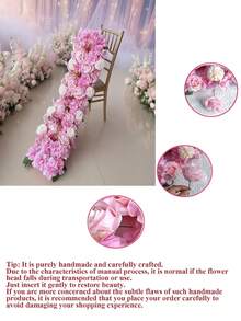 100 سم زهور وردية بيضاء اصطناعية فاخرة، زهور ديكور لحفل الزفاف، مركز طاولة الزفاف وخلفية الجدار والقوس ، ديكور الحفلات والحدائق والخارج