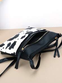 حقيبة كتف نسائية ذات طبعة حيوانية عتيقة للهدايا، حقيبة كاجوال بنمط بقري للاستخدام اليومي، حقائب يد نسائية مع معصم