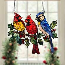 Vibrant Acrylic Bird Suncatcher - 8"X7" Colorful Cardinal & Blue Jay Window Decor, Perfect Christmas Gift For Family And Friends, Ideal For Bedroom, Living Room, Outdoor Garden, And Porch, For Spring - Multicolor - View 2